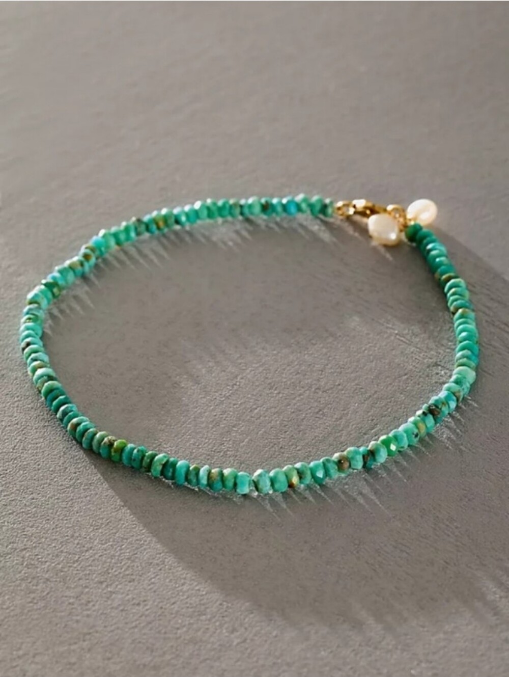 Free People Turquoise And Pearl Charm Anklet